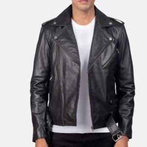 Allaric Alley Black Leather Biker Jacket