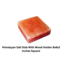 Himalayan Salt Slab With Wood Holder 8x8x2 Inches Square