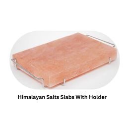 Himalayan Salts Slabs With Metal Wrought Iron Holder 12x8x1.5 Inches