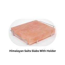 Himalayan Salts Slabs With Metal Wrought Iron Holder 8x8x1.5 Inches