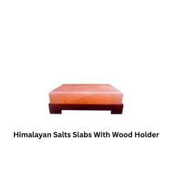 Himalayan Salts Slabs With Wood Holder 8x8x1.5 Inches