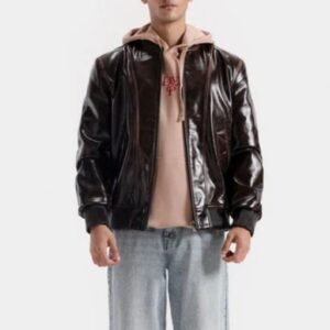 Mens Leather Bomber Jacket