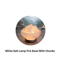 White Salt Lamp Fire Bowl With Chunks