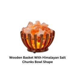 Wooden Basket With Himalayan Salt Chunks Bowl Shape